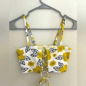Lulus yellow floral swim top